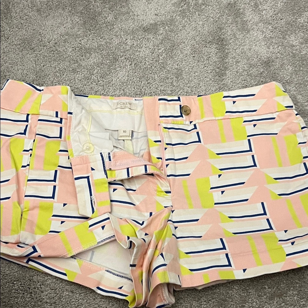 J. Crew Women's Shorts with Pink and Yellow Geometric Design
